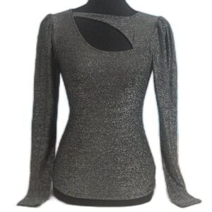 n:philanthropy Delia Metallic Cut Out Top in Black and Silver Size XS New